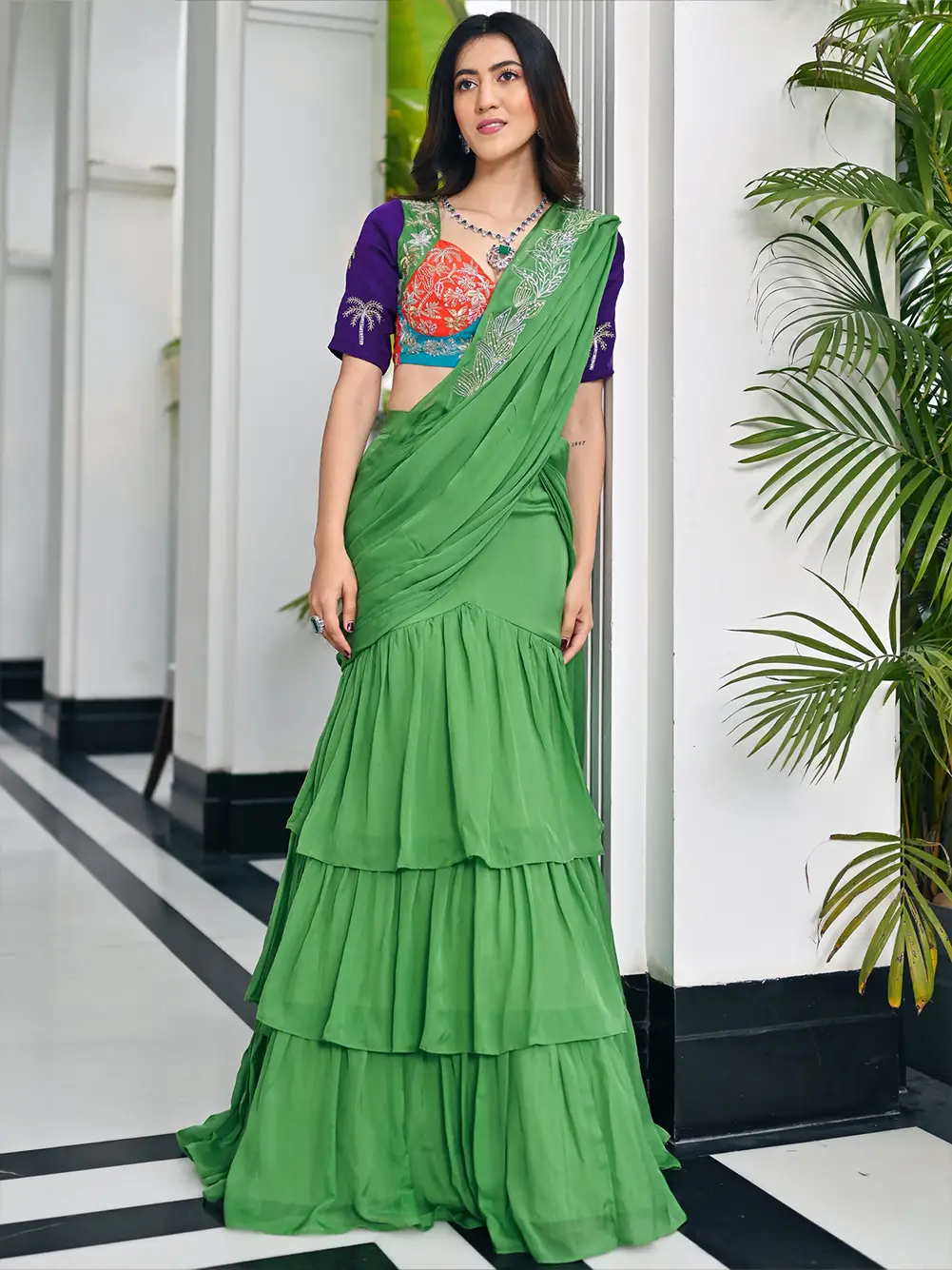 Tales Of Organza Sage Green Saree